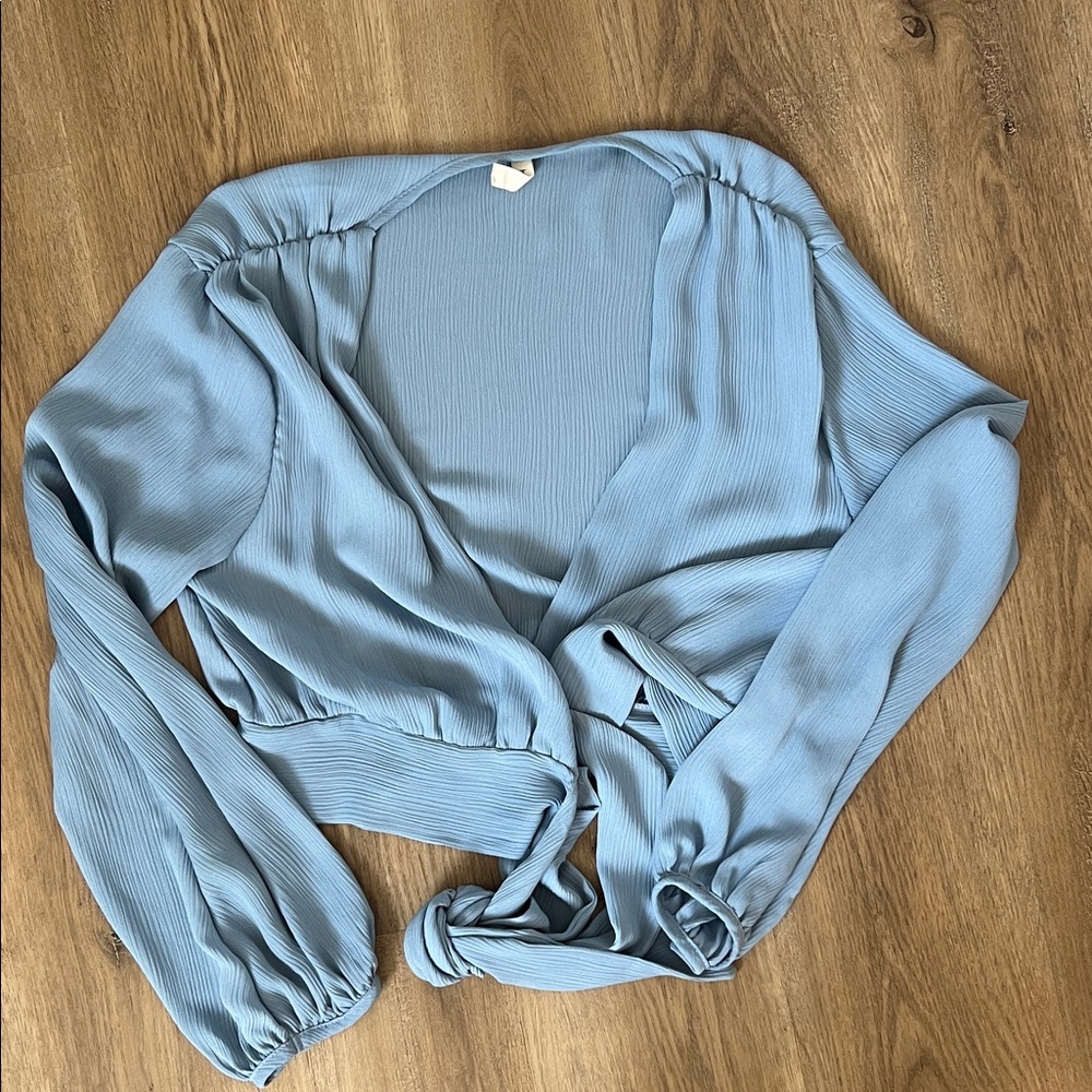 Tyche Light Blue Wrap Blouse